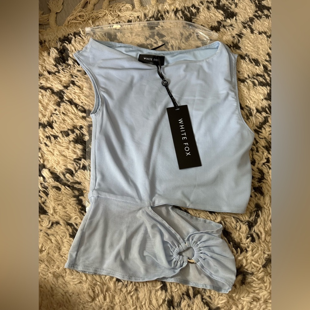 White Fox Light Blue Top